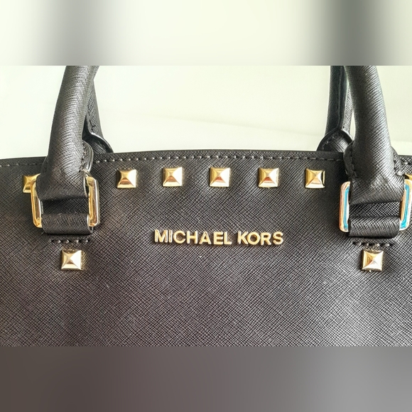 SOLD!!!Michael Kors Selma Studded Dark Brown Handbag - Picture 13 of 14